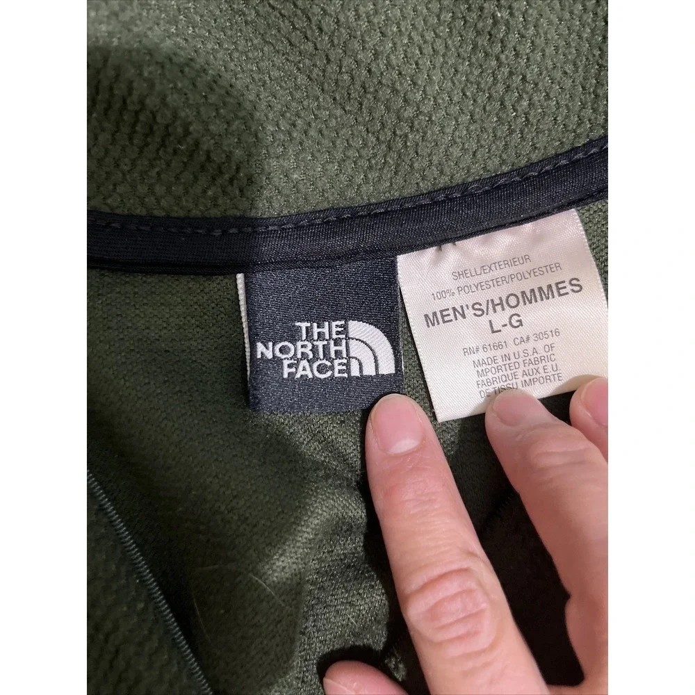 North Face Mens Quarter Zip Pullover‎ Sz L Olive Waffle Knit Mock Thermal Fleece